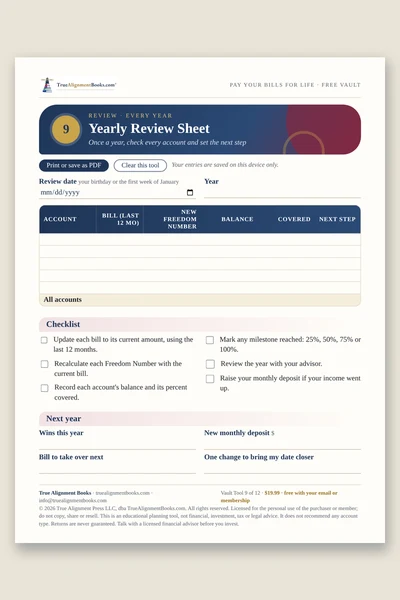 Yearly Review Sheet page preview